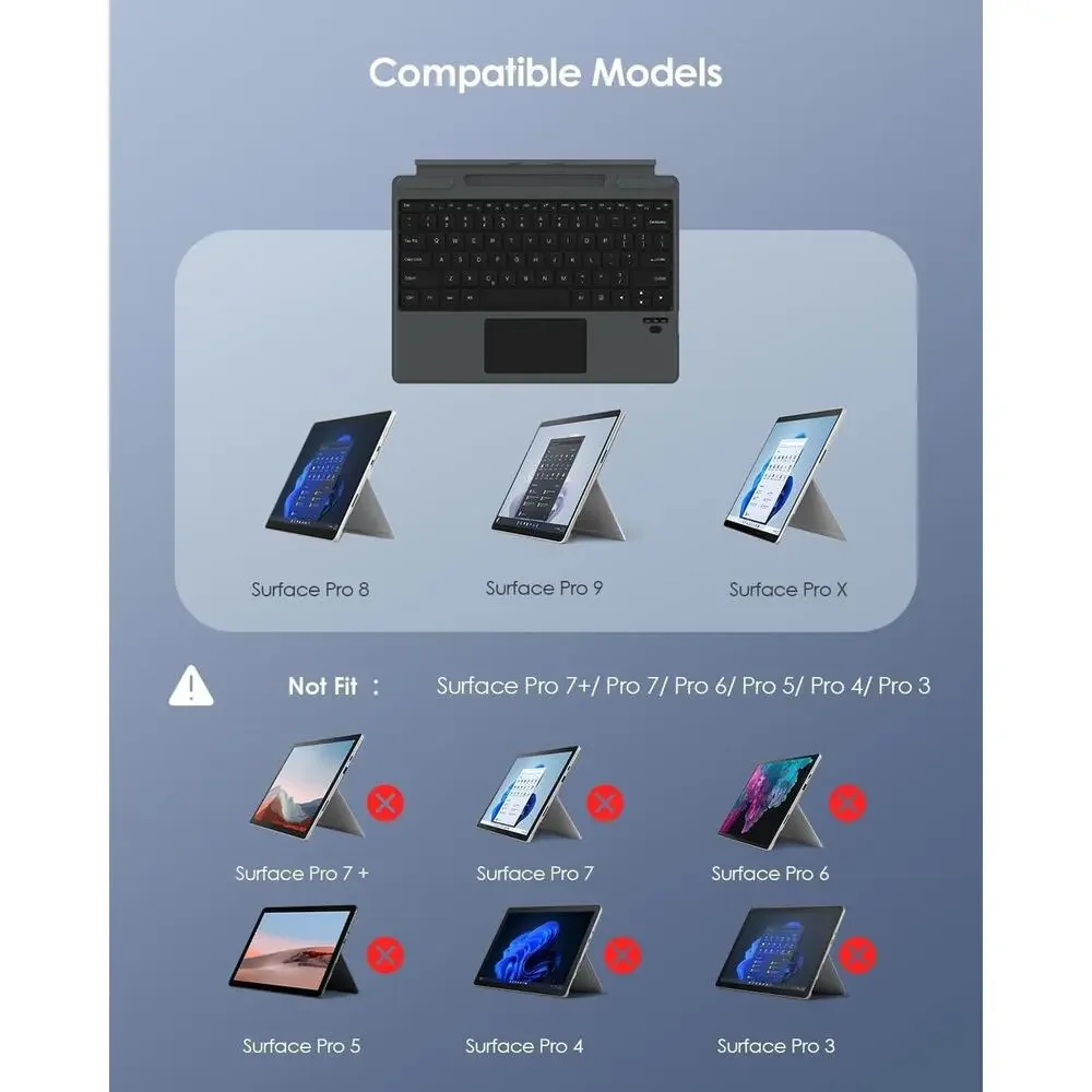 Surface Pro 8/9, ProX Keyboard, Detachable Wireless Bluetooth